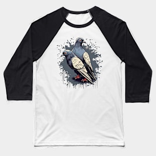 Urban Shadows -  Grunge Pigeon Swarm Baseball T-Shirt